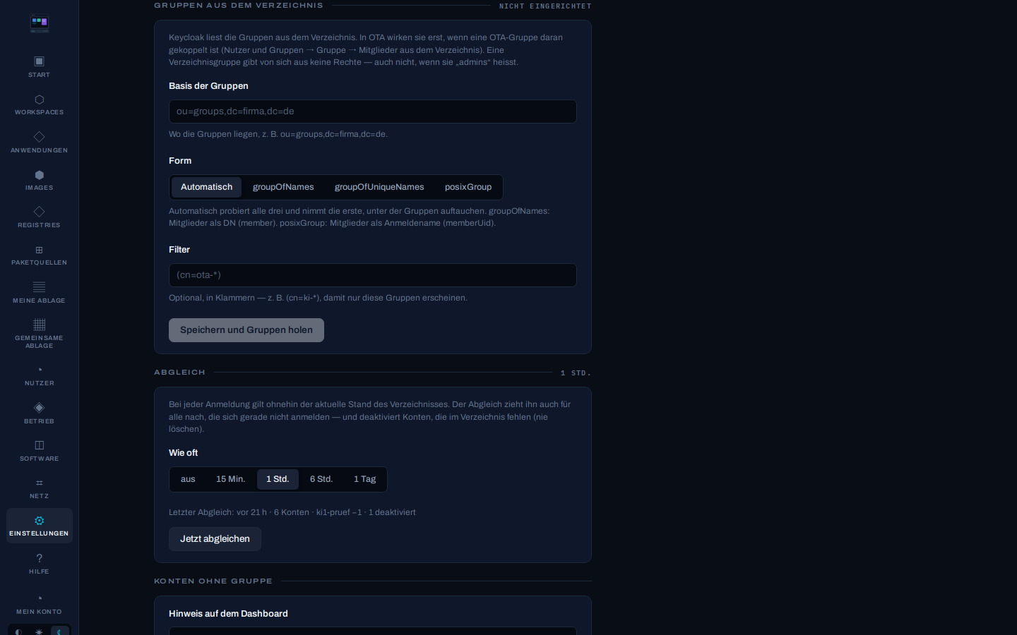 Gruppen direkt aus AD oder OpenLDAP